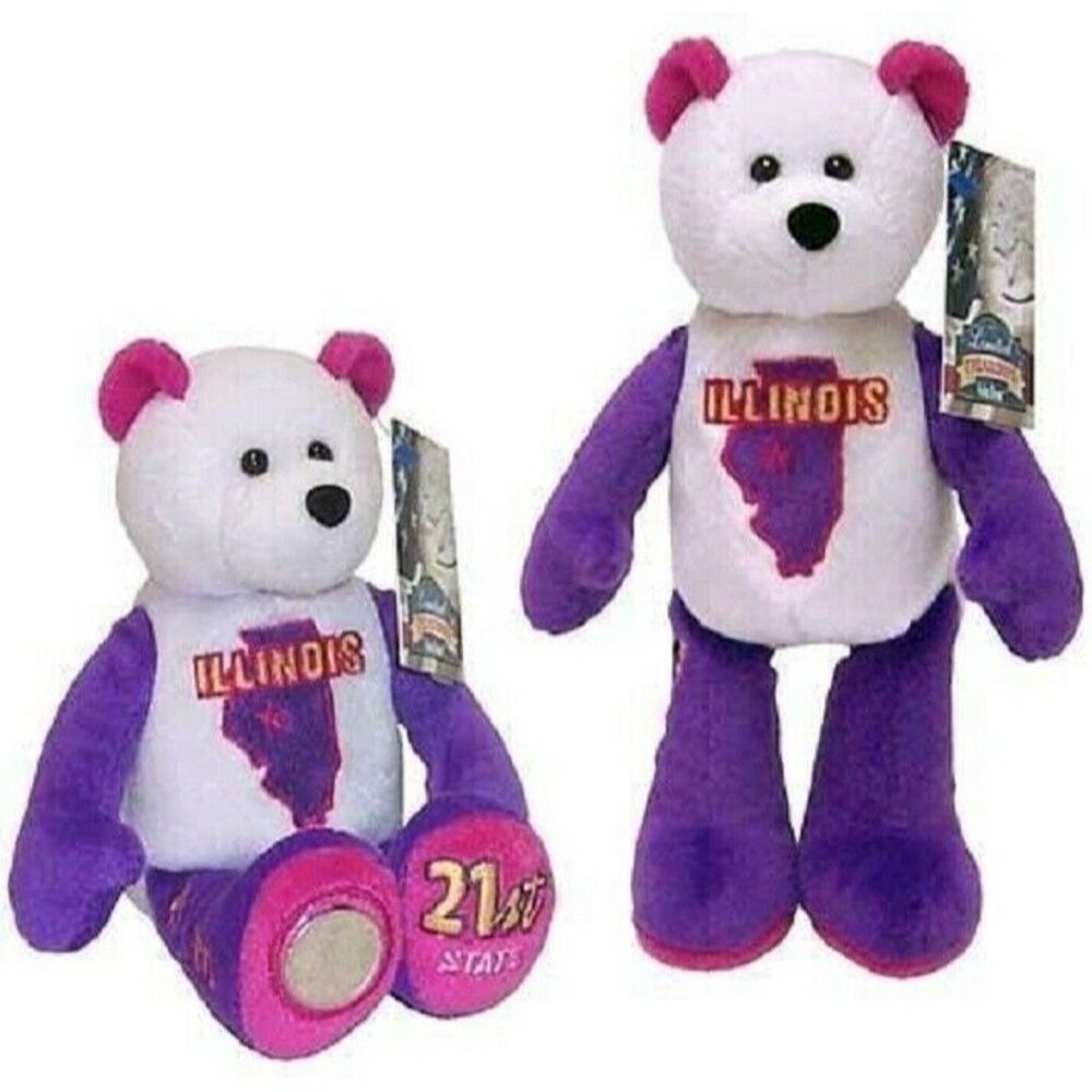 Limited Treasures Illnois State Quarter Coin Bear Stuff Plush Quarter Bear 9”